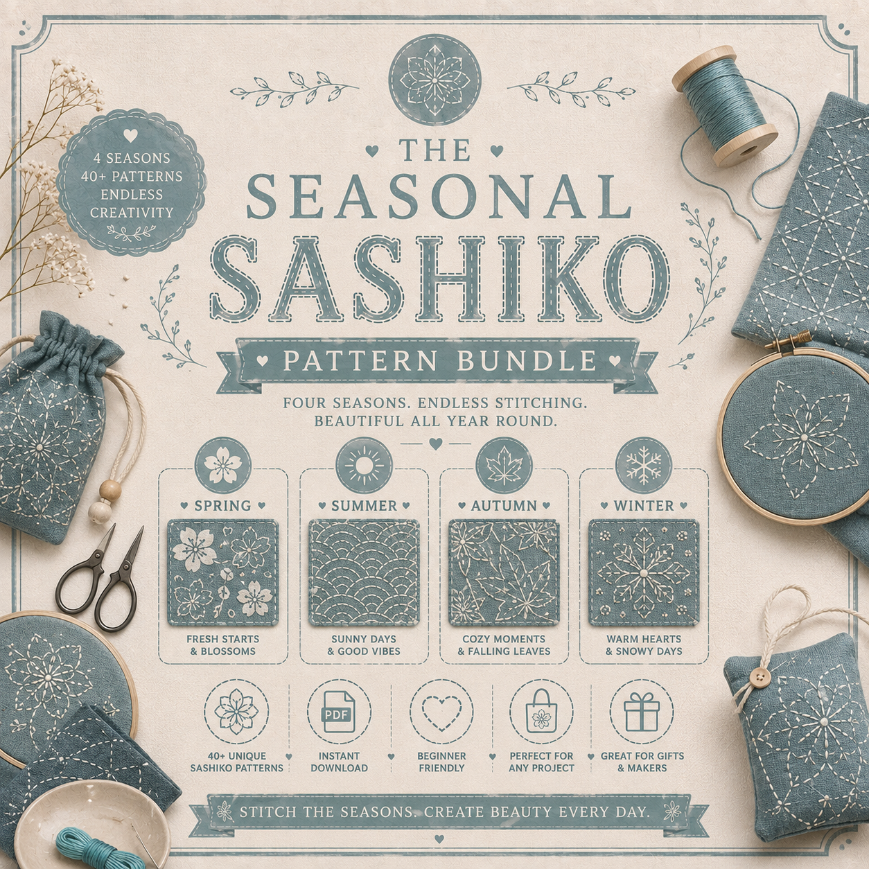 The Seasonal Sashiko Pattern Bundle