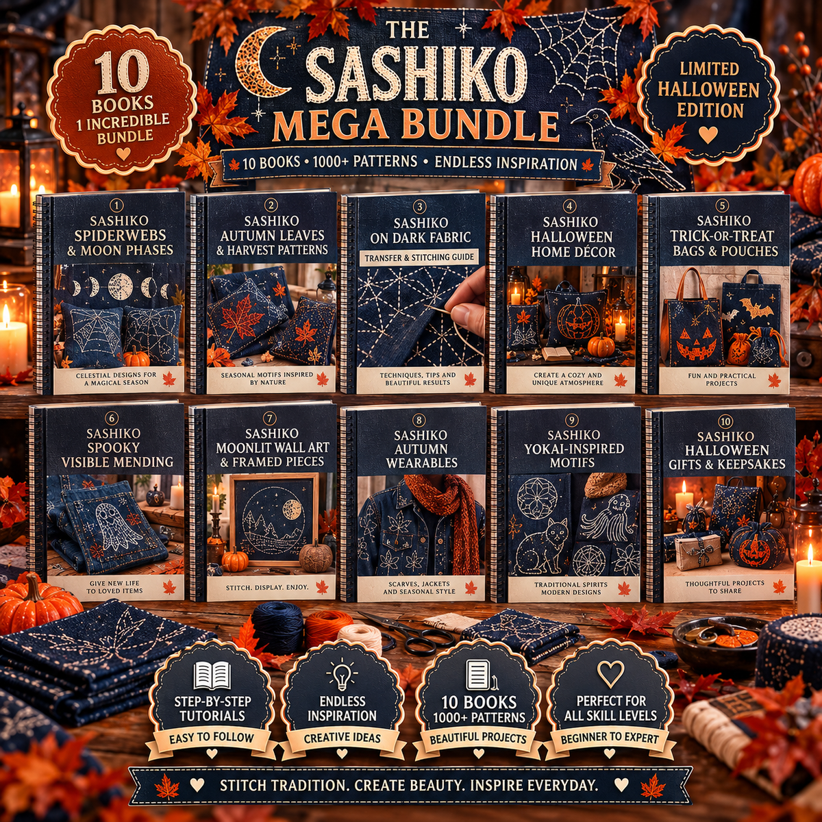 The Sashiko Mega Bundle - 10 Books (Halloween Edition)