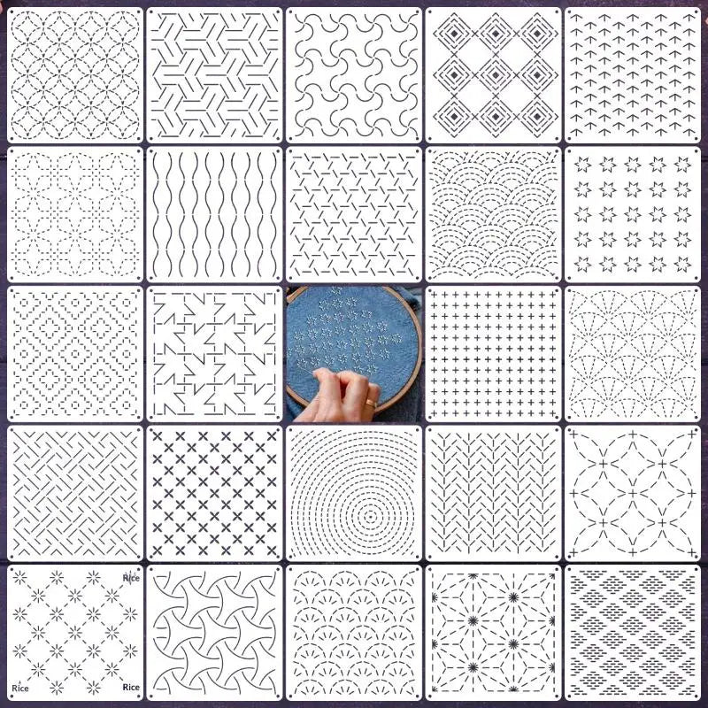 Reusable Sashiko Stencil Set