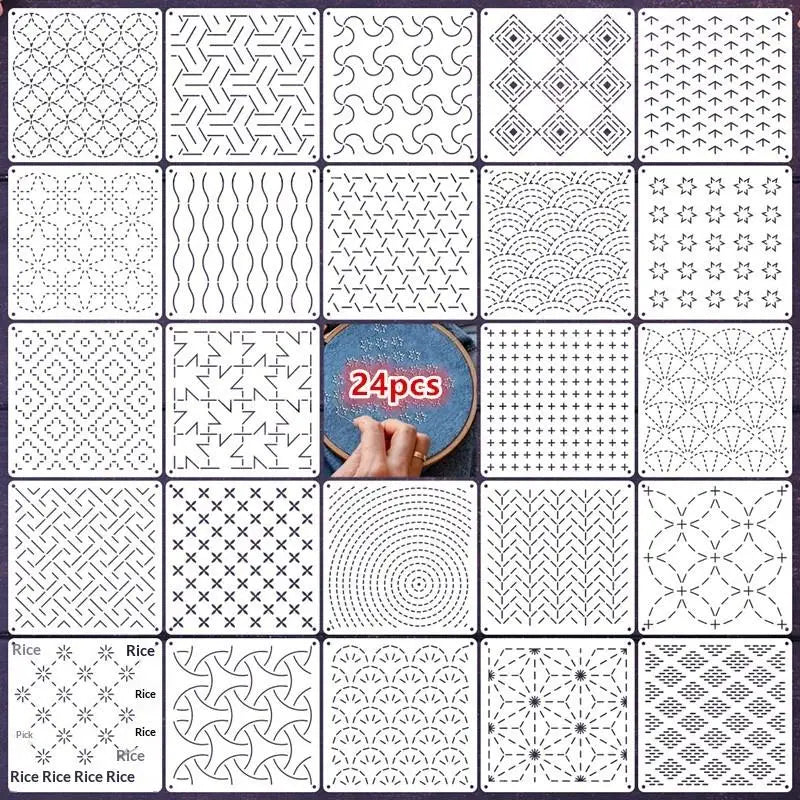 Reusable Sashiko Stencil Set