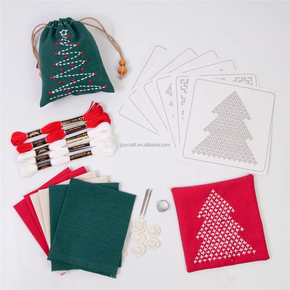 Kit Sashiko per Riparazioni e Patchwork, 5 Pezzi di Carta Idrosolubile Stick'n Stitch, Trasferibili Natalizi per Lavori a Maglia Fai-da-Te per Adulti, Pronta