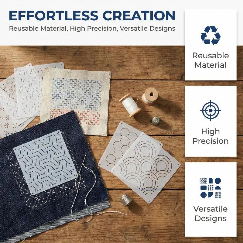 Reusable Sashiko Stencil Set