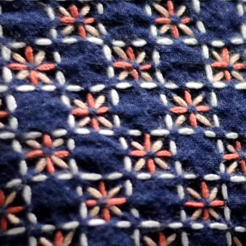 All-in-one Sashiko bag sewing kit; complete beginner's set for making a Chinese-style tote or crossbody bag.