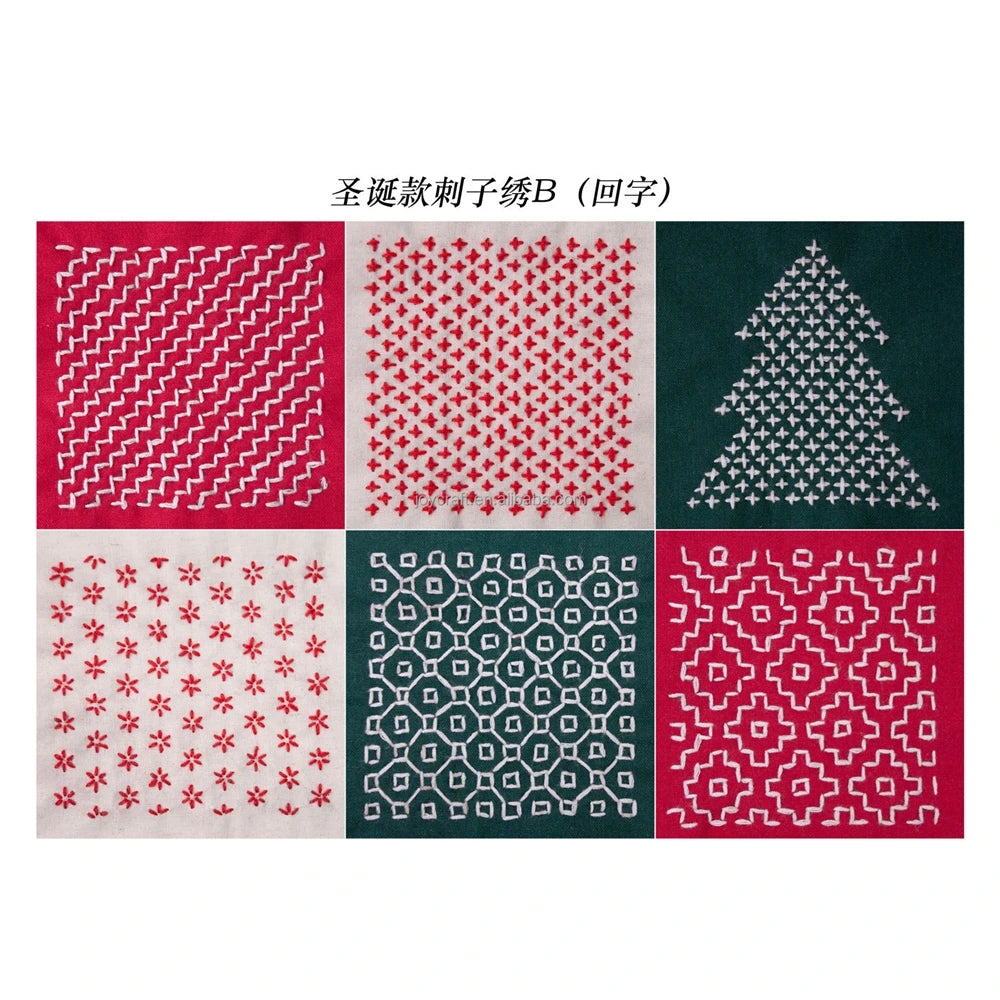Kit Sashiko per Riparazioni e Patchwork, 5 Pezzi di Carta Idrosolubile Stick'n Stitch, Trasferibili Natalizi per Lavori a Maglia Fai-da-Te per Adulti, Pronta