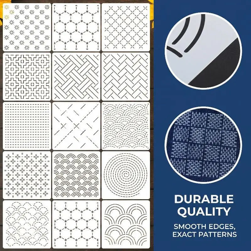 Reusable Sashiko Stencil Set