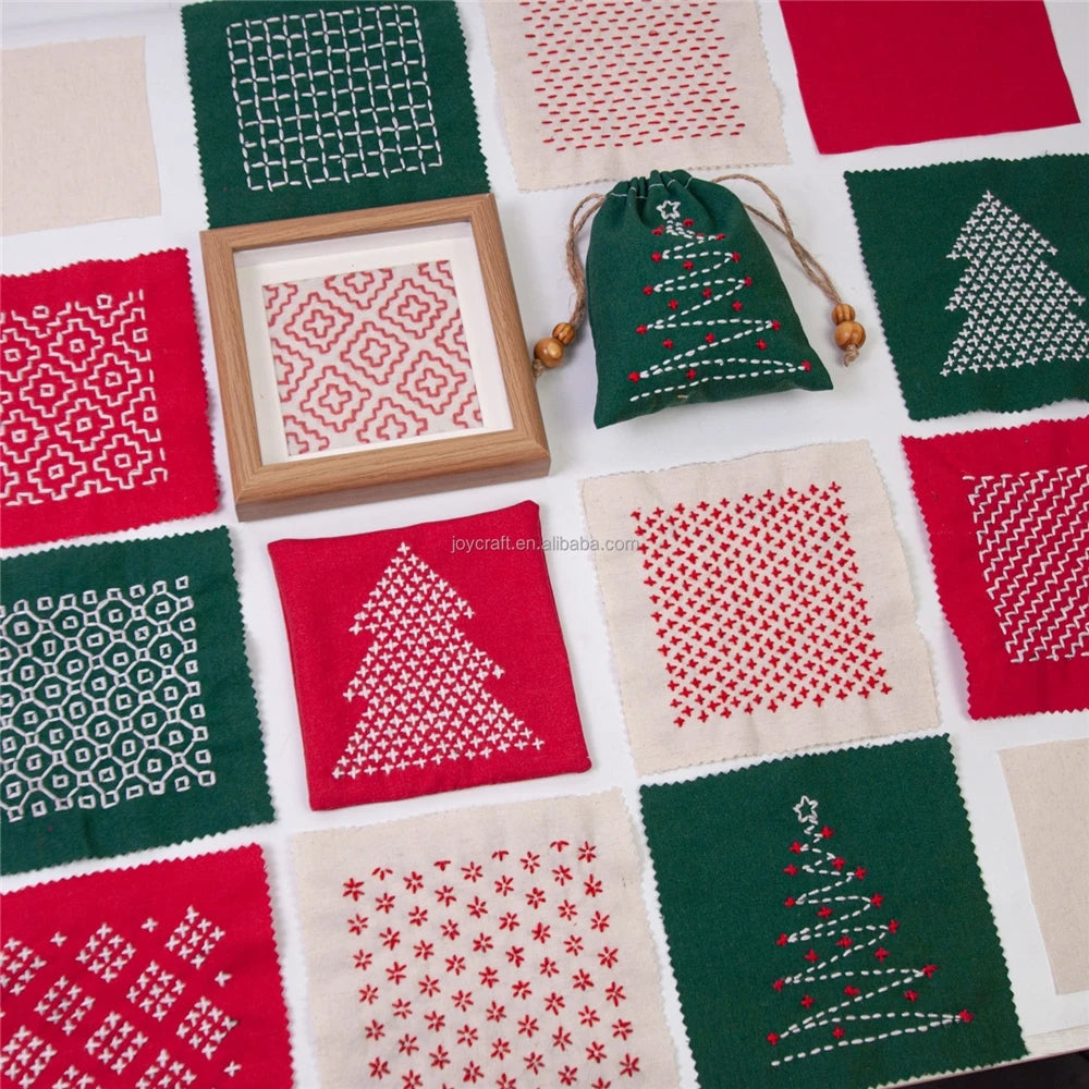 Kit Sashiko per Riparazioni e Patchwork, 5 Pezzi di Carta Idrosolubile Stick'n Stitch, Trasferibili Natalizi per Lavori a Maglia Fai-da-Te per Adulti, Pronta