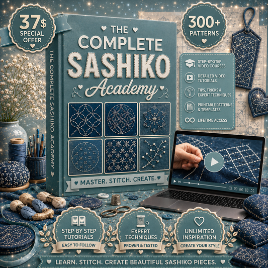 The Complete Sashiko Academy ( 300+ Patterns - Complete Video-Course - Lifetime Access - 24/7 Support)