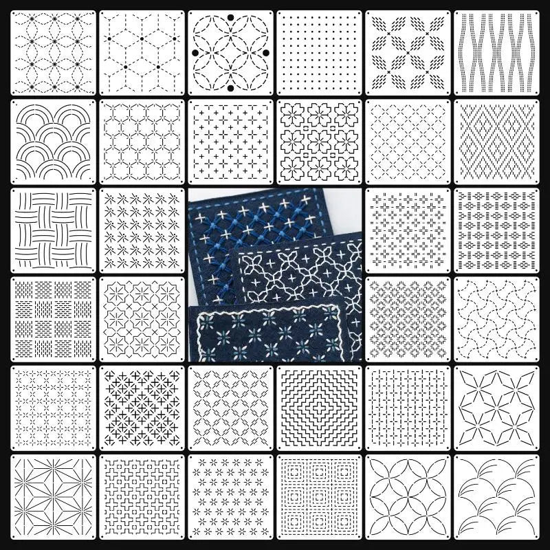 Reusable Sashiko Stencil Set